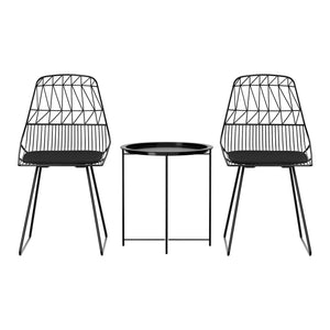Gardeon 3PC Outdoor Patio Bistro Set Black