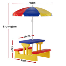 Load image into Gallery viewer, Keezi Kids Outdoor Table and Chairs Umbrella Picnic Bench Set
