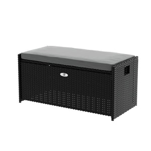 Gardeon Outdoor Storage Bench Box Wicker Black