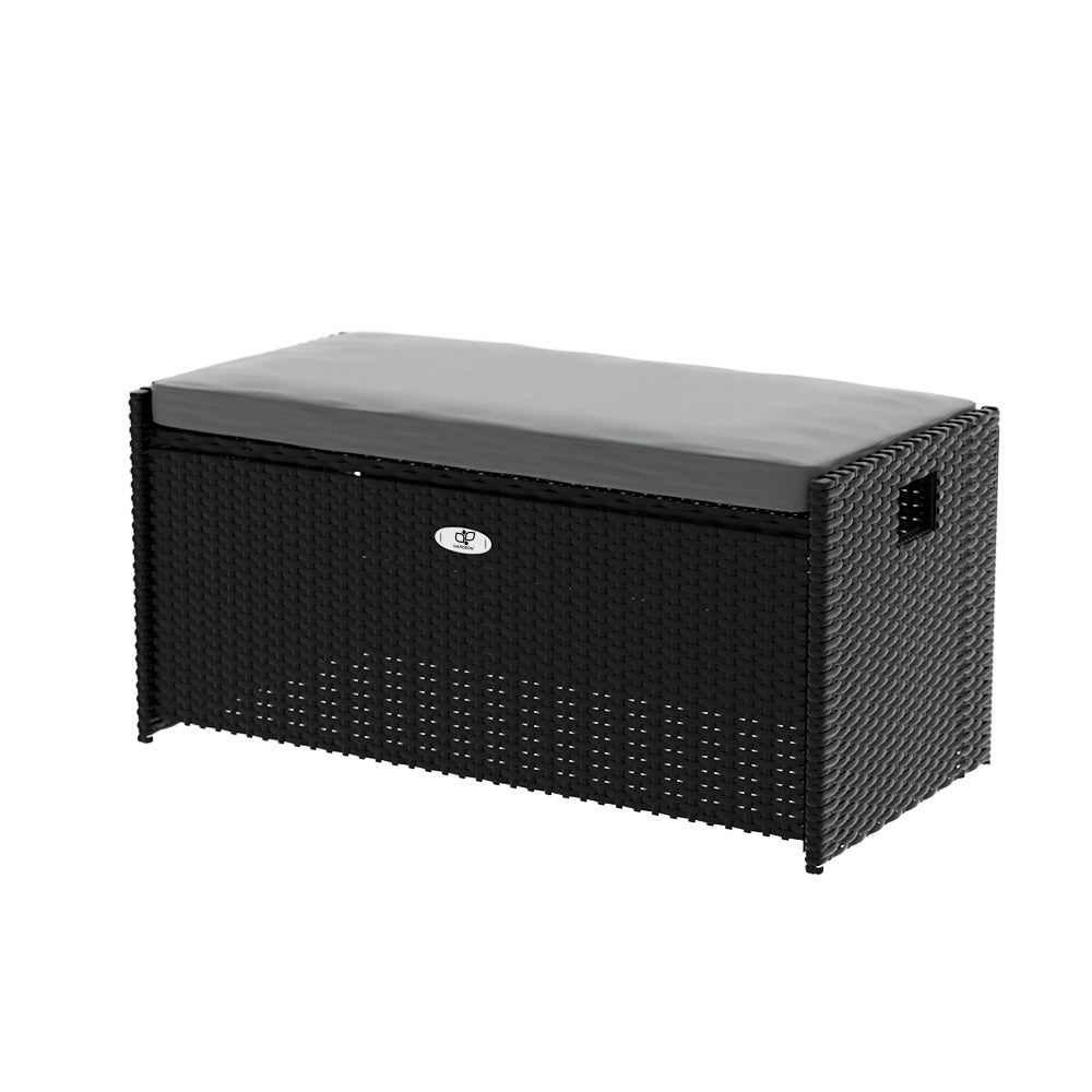 Gardeon Outdoor Storage Bench Box Wicker Black
