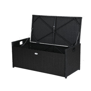 Gardeon Outdoor Storage Bench Box Wicker Black