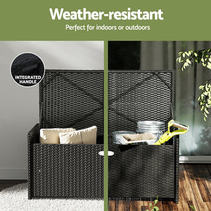 Gardeon Outdoor Storage Bench Box Wicker Black