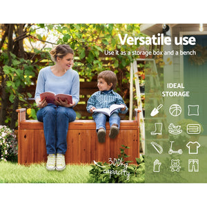Gardeon Outdoor Storage Bench Box 129cm Wooden XL Natural