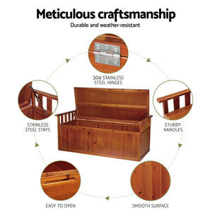 Gardeon Outdoor Storage Bench Box 129cm Wooden XL Natural