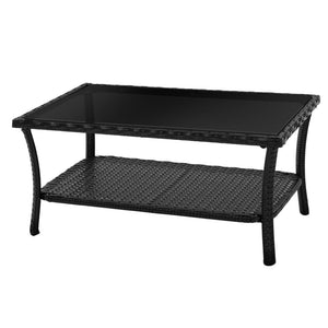 Gardeon Outdoor Wicker Sofa Set 4PCS with Storage Cover Black
