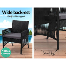 Load image into Gallery viewer, Gardeon Outdoor Wicker Sofa Set 4PCS with Storage Cover Black
