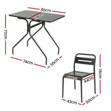 Load image into Gallery viewer, Gardeon 3PC Outdoor Bistro Set Patio Furniture Steel Table and Chairs Black
