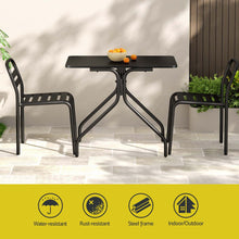 Load image into Gallery viewer, Gardeon 3PC Outdoor Bistro Set Patio Furniture Steel Table and Chairs Black
