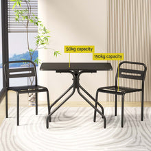 Load image into Gallery viewer, Gardeon 3PC Outdoor Bistro Set Patio Furniture Steel Table and Chairs Black
