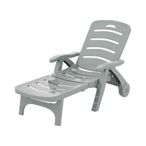 Gardeon Sun Lounger Folding Patio Grey