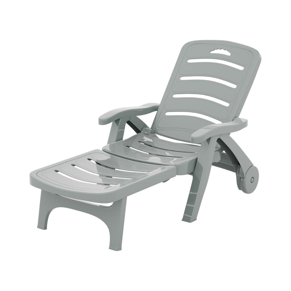 Gardeon Sun Lounger Folding Patio Grey