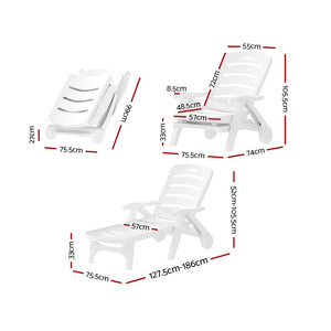 Gardeon Sun Lounger Folding Patio white