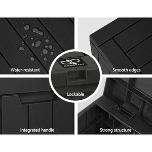 Gardeon Outdoor Storage Box 118L Lockable Black
