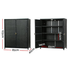 Load image into Gallery viewer, Gardeon Outdoor Storage Cabinet Box Wicker Shelf Black
