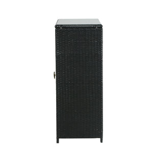 Gardeon Outdoor Storage Cabinet Box Wicker Shelf Black