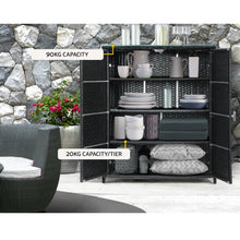 Load image into Gallery viewer, Gardeon Outdoor Storage Cabinet Box Wicker Shelf Black
