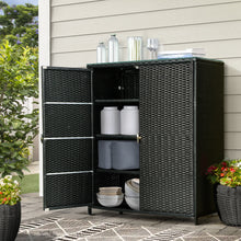 Load image into Gallery viewer, Gardeon Outdoor Storage Cabinet Box Wicker Shelf Black
