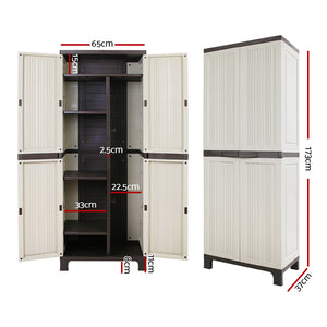 Gardeon Outdoor Storage Cupboard Box 173cm Lockable Adjustable Beige