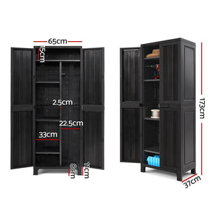 Gardeon Outdoor Storage Cupboard Box 173cm Lockable Black