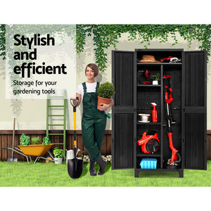 Gardeon Outdoor Storage Cupboard Box 173cm Lockable Black