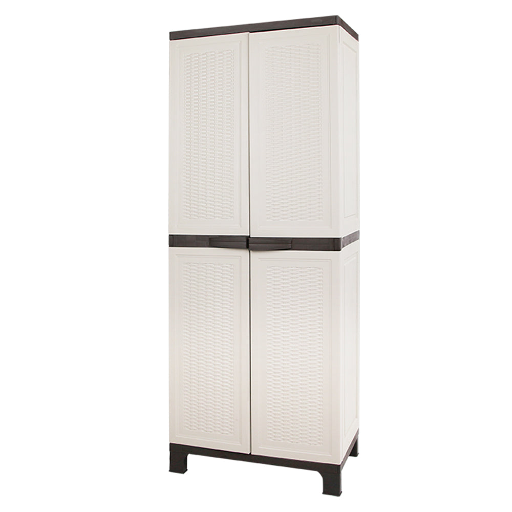 Gardeon Outdoor Storage Cupboard Box 173cm Lockable Adjustable Rattan Beige