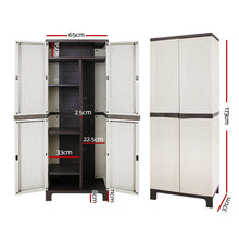 Load image into Gallery viewer, Gardeon Outdoor Storage Cupboard Box 173cm Lockable Adjustable Rattan Beige
