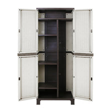 Load image into Gallery viewer, Gardeon Outdoor Storage Cupboard Box 173cm Lockable Adjustable Rattan Beige
