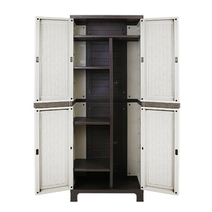 Gardeon Outdoor Storage Cupboard Box 173cm Lockable Adjustable Rattan Beige