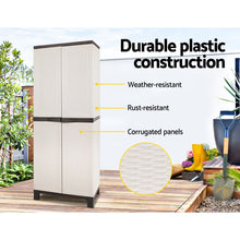 Load image into Gallery viewer, Gardeon Outdoor Storage Cupboard Box 173cm Lockable Adjustable Rattan Beige
