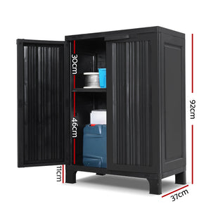 Gardeon Outdoor Storage Cabinet Box 92cm Lockable Adjustable Black