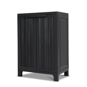 Gardeon Outdoor Storage Cabinet Box 92cm Lockable Adjustable Black