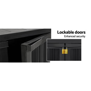 Gardeon Outdoor Storage Cabinet Box 92cm Lockable Adjustable Black