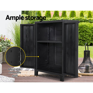 Gardeon Outdoor Storage Cabinet Box 92cm Lockable Adjustable Black