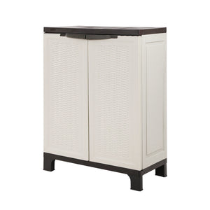 Gardeon Outdoor Storage Cabinet Box 92cm Lockable Adjustable Rattan Beige