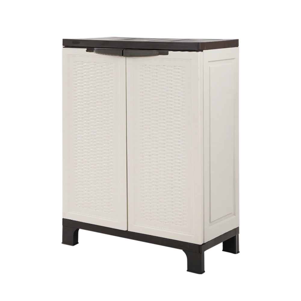 Gardeon Outdoor Storage Cabinet Box 92cm Lockable Adjustable Rattan Beige