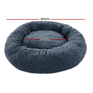 i.Pet Pet Bed Dog 90cm Large Calming Soft Plush  Dark Grey