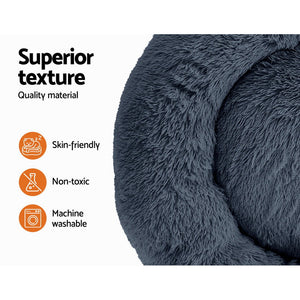 i.Pet Pet Bed Dog 90cm Large Calming Soft Plush  Dark Grey