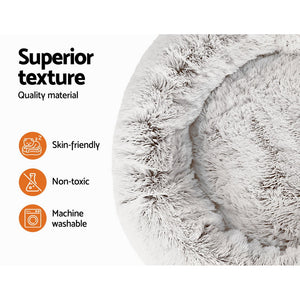 i.Pet Pet Bed Dog 90cm Large Calming Soft Plush White/Brown