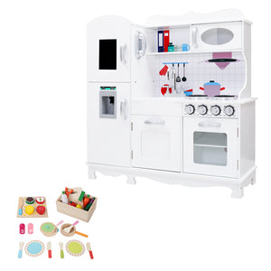 Keezi Kids Wooden Deluxe White Pretend Kitchen Play Set 85cm