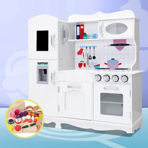 Keezi Kids Wooden Deluxe White Pretend Kitchen Play Set 85cm