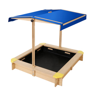 Keezi Kids Sandpit Wooden with Canopy & Bench Seat 101cm