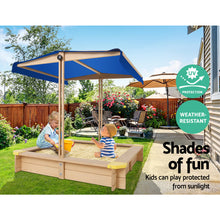 Load image into Gallery viewer, Keezi Kids Sandpit Wooden with Canopy &amp; Bench Seat 101cm

