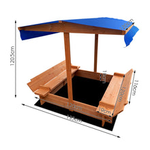 Load image into Gallery viewer, Keezi Kids Sandpit Wooden with Canopy Foldable Seat 120cm
