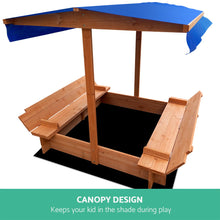 Load image into Gallery viewer, Keezi Kids Sandpit Wooden with Canopy Foldable Seat 120cm
