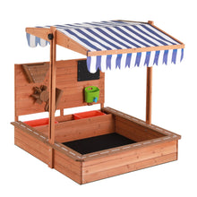 Load image into Gallery viewer, Keezi Kids Sandpit Wooden With Canopy Cover &amp; Activity Wall 110cm
