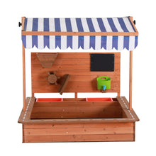 Load image into Gallery viewer, Keezi Kids Sandpit Wooden With Canopy Cover &amp; Activity Wall 110cm
