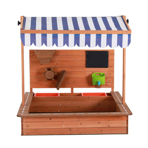 Keezi Kids Sandpit Wooden With Canopy Cover & Activity Wall 110cm
