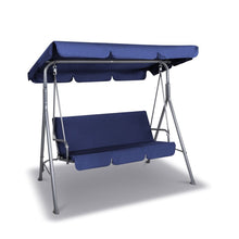 Load image into Gallery viewer, Milano Outdoor 3 Seater Swing Bench Chair With Canopy - Dark Blue
