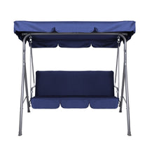 Load image into Gallery viewer, Milano Outdoor 3 Seater Swing Bench Chair With Canopy - Dark Blue
