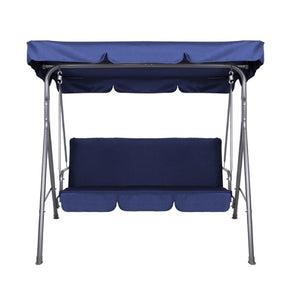 Milano Outdoor 3 Seater Swing Bench Chair With Canopy - Dark Blue
